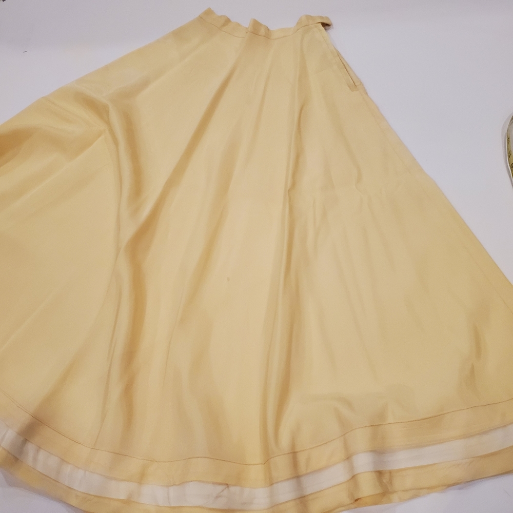 VINTAGE 40s 50s taffeta skirt buttercup yellow - Picture 5 of 12